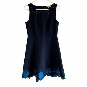 41 Hawthorn Paloma Embroidered Trim Dress Blue Green‎ Sleeveless Size Small